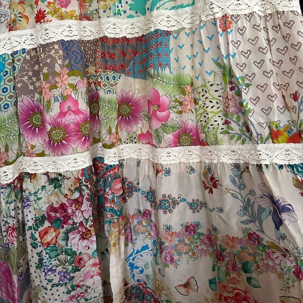 💓Gorgeous Bohemian Johnny Was Floral Patchwork Dress with Slip Included - Picture 12 of 14